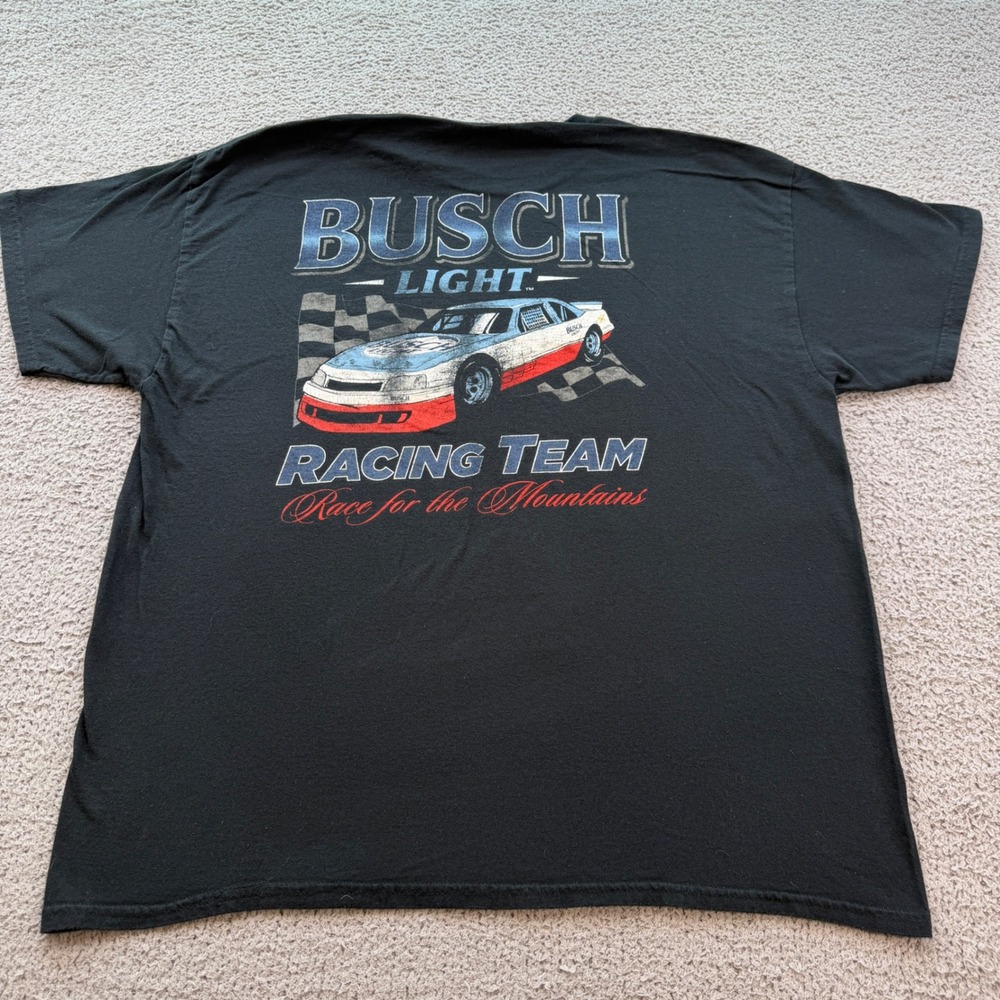 Busch Light Racing Team Black Graphic T-Shirt Mens XL 2024 Stock Car Tee